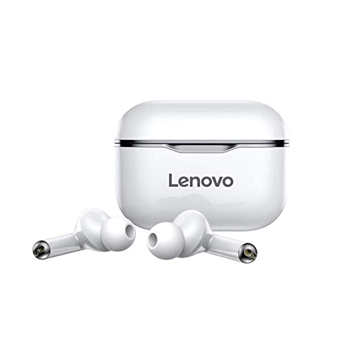 Lenovo Lenovo LP1 TWS - Auriculares inalámbricos Bluetooth 5.0 Dual estéreo, reducción de ruido, control táctil de graves, larga espera, 300 mAh, color gris Negro