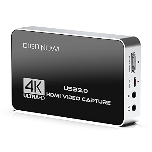 4k 60Hz Capturadora de Vídeo HDMI con Salida de Bucle, USB 3.0 con micrófono y audífono Salida, Capture una resolución de hasta 4K en el Formato NV12, Juego,Transmisión