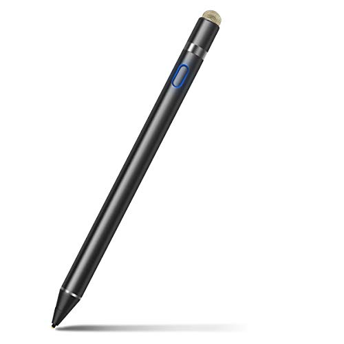 ROVLAK Lapiz Táctil Capacitivo 2 en 1 Lapiz Capacitivo Punta Fina 1,5 mm Movil Stylus Pen Recargable Lápiz Táctil Activo para iPhone iPad Android Teléfonos Móviles de Tablet, Negro