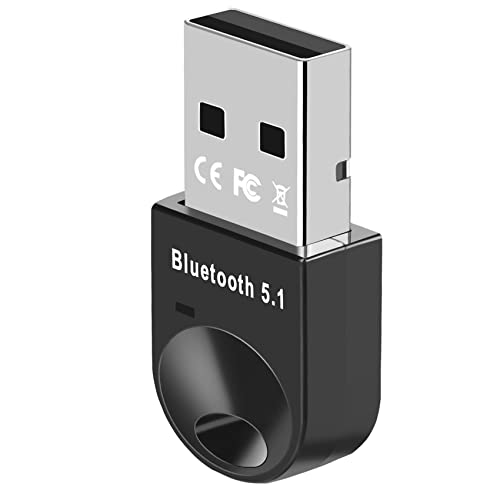 zoerbufan Adaptador Bluetooth 5.1 USB,Bluetooth Dongle Compatible con Windows 7/8/8.1/10/11,Bluetooth Transmisor y Receptor Plug para computadora portátil Impresora Auricular Ratón (Negro)