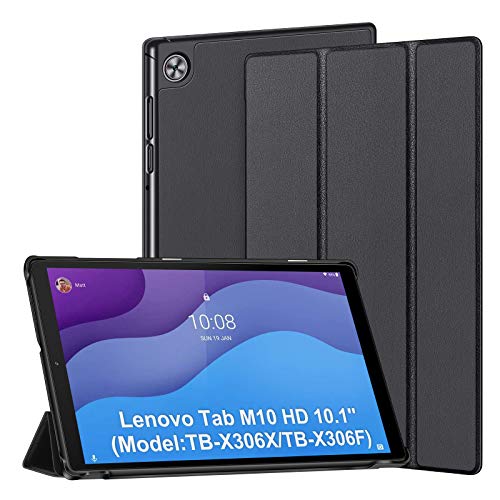 DLveer Funda para Lenovo Tab M10 HD (2.a Gen)(Modelo:TB-X306X / TB-X306F),Ultra Slim PU Plegable Smart Cover,con Función Auto Sleep/Wake,No para Lenovo Tab M10 HD (Modello:TB-X505 / TB-X605),Negro
