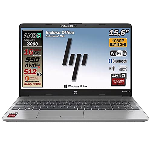 HP 255 G8 Notebook Portátil, RAM 16 Gb DDR 4, SSD de 512 Gb Pantalla Full HD 15,6