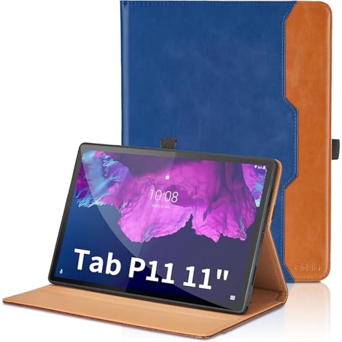 Funda para Lenovo Tab P11 Plus 2021 (TB-J616F/607F) y P11 2020 (TB-J606) 11 Pulgadas PU Leather Ángulos Ajustables Tablet Case con Supporto Funzione y Bolsillo - Azul