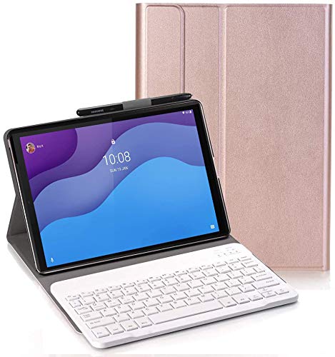 C/N Teclado Funda para Lenovo Tab M10 HD (2nd Gen) 10.1 - QWERTY Slim Teclado Keyboard Case con Magnético Desmontable Inalámbrico para Lenovo Tab M10 HD (2nd Gen) 10.1 TB-X306F/X306X, Oro Rosa