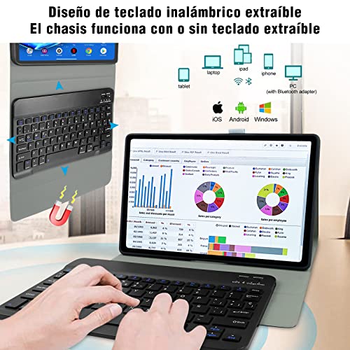 YUEJIDZ Funda con Teclado Español Ñ para Lenovo Tab M10 FHD Plus 10.3